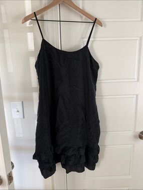 Old Navy Black Ruffle-Hem Slip Dress